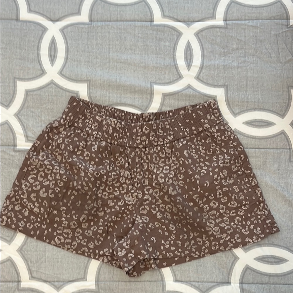 High Waist Brown Leopard Print Shorts